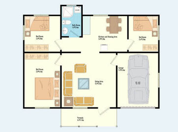 Tragbare Stahlrahmenkonstruktion 4/3 Schlafzimmer-modulare Häuser, bewegliches helles Stahllandhaus